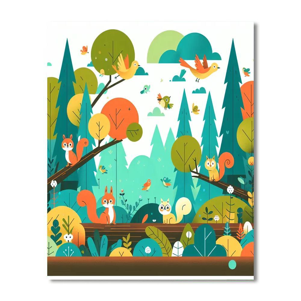 Forest Wonderland With Animal Friends Painting By Numbers Kit