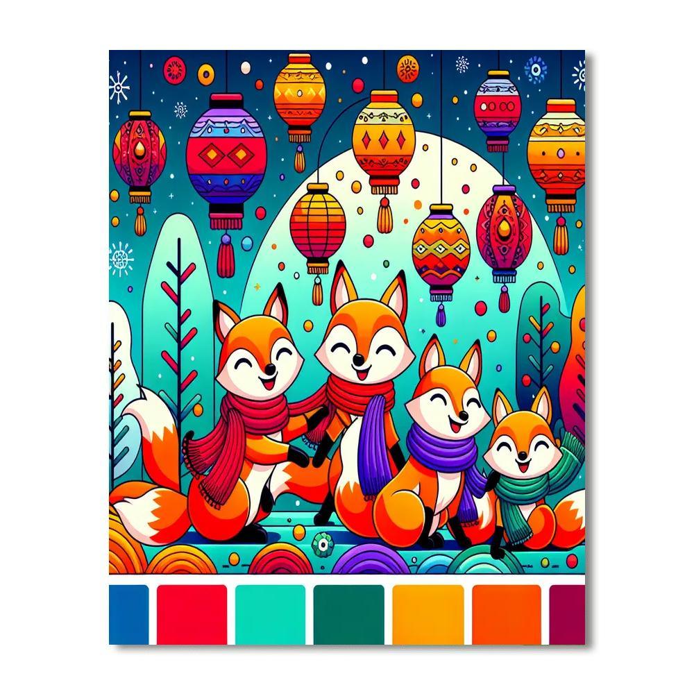 Fiesta Foxes Paint By Numbers Art