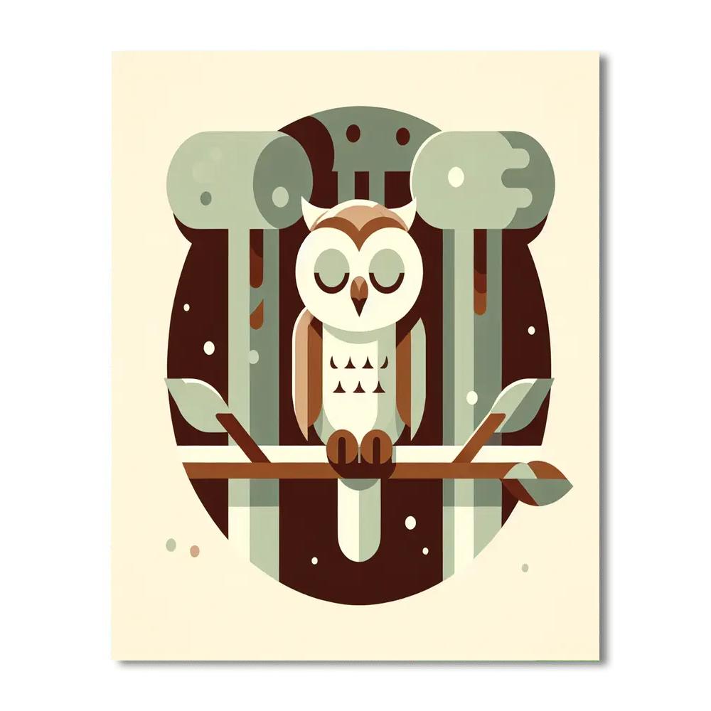 Wise Owl In The Forest Numbered Painting Kits