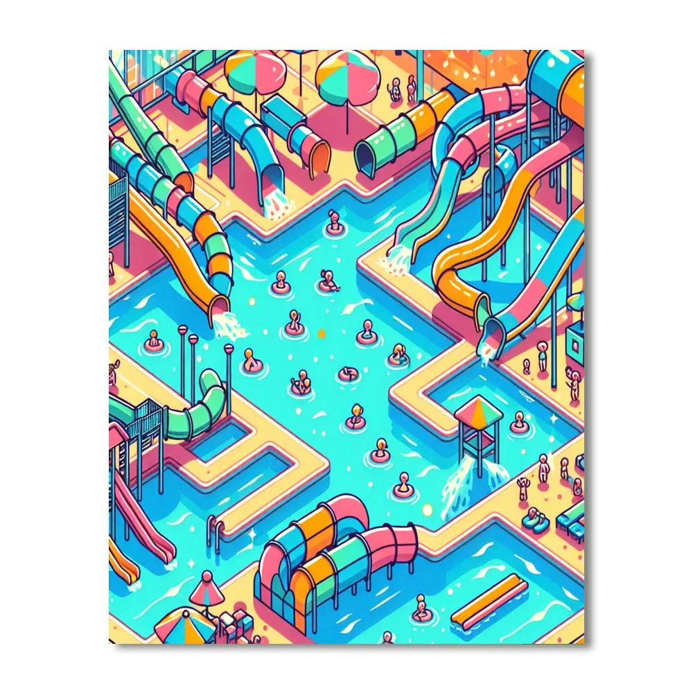 Playful Waterpark Splash Painting Number Kit