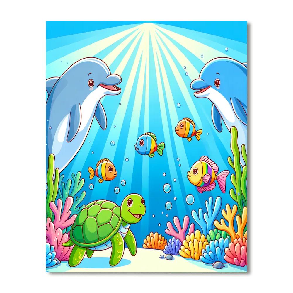 Underwater Fun With Sea Creatures Numbered Painting Kits