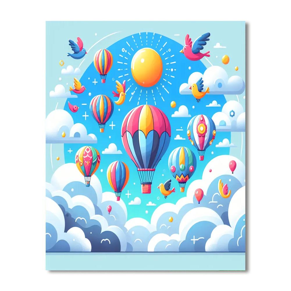 Whimsical Adventure In The Clouds Numbered Painting Kits