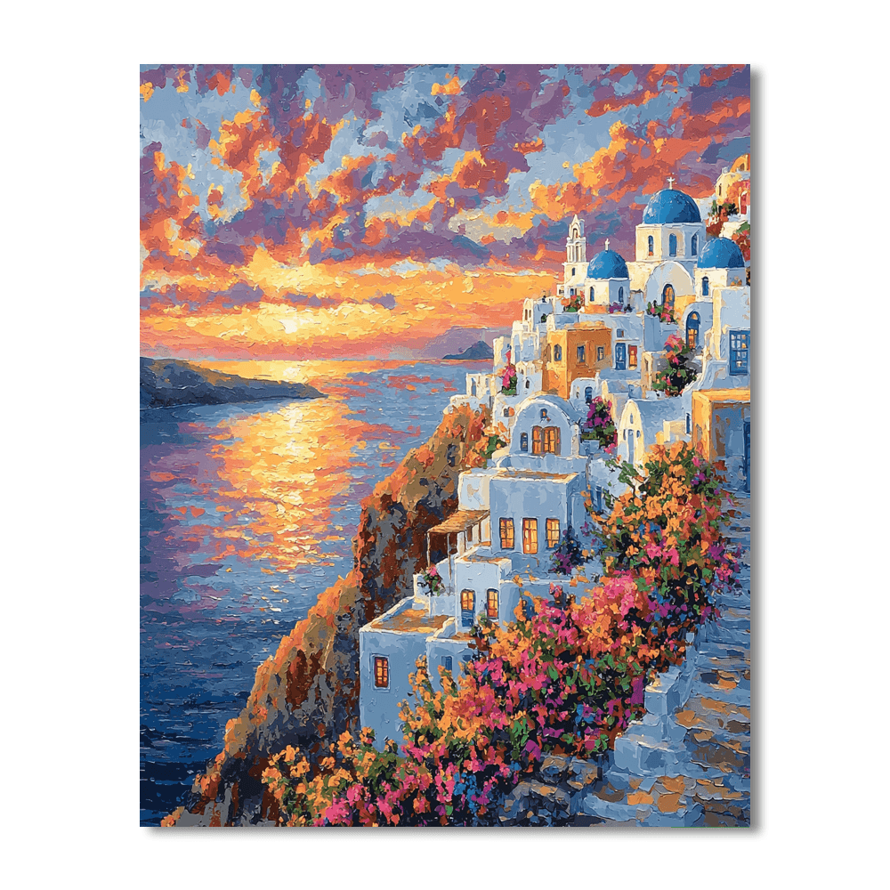 Santorini's Oia Painting By Numbers Kit
