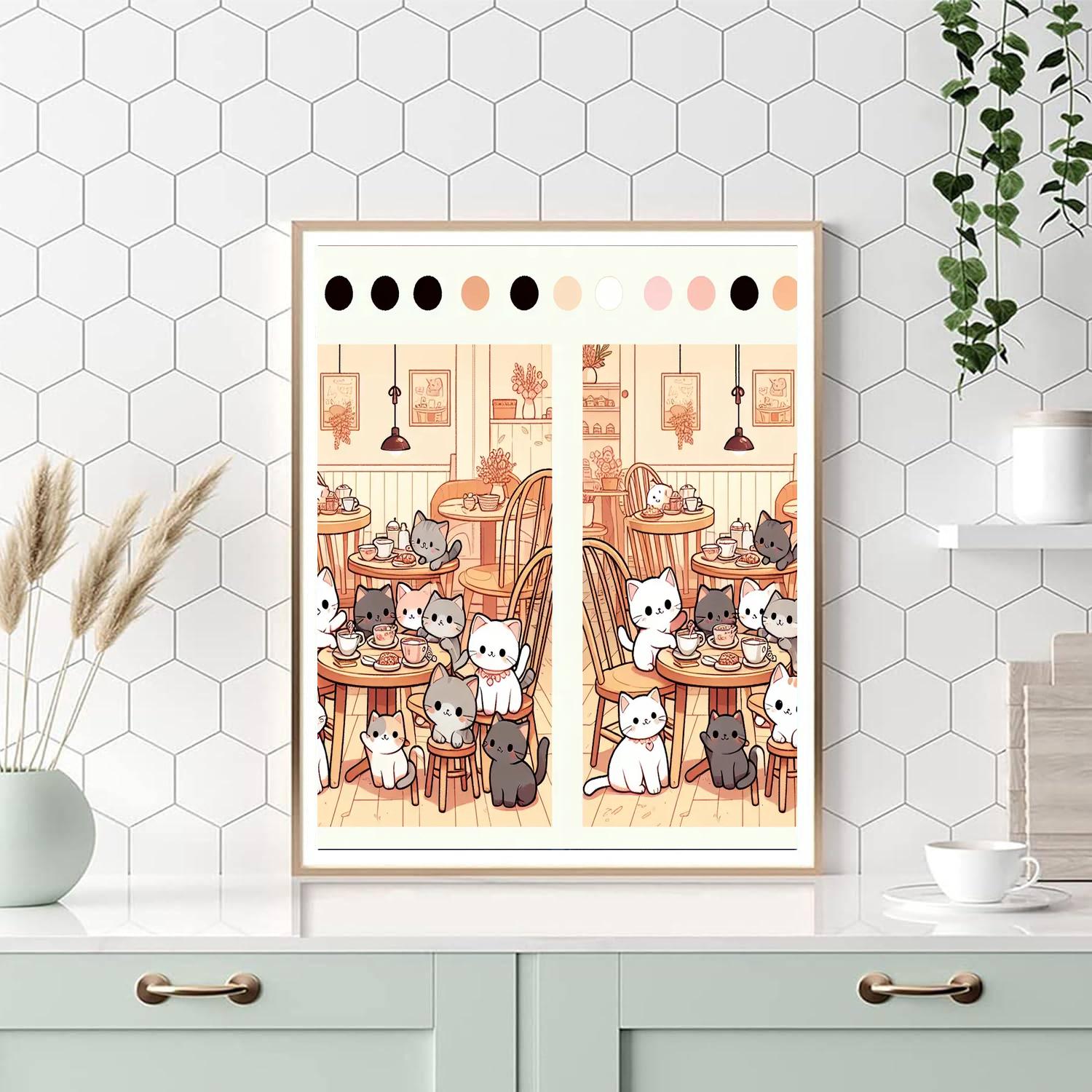 Cute Cat Café Painting By Numbers Kit