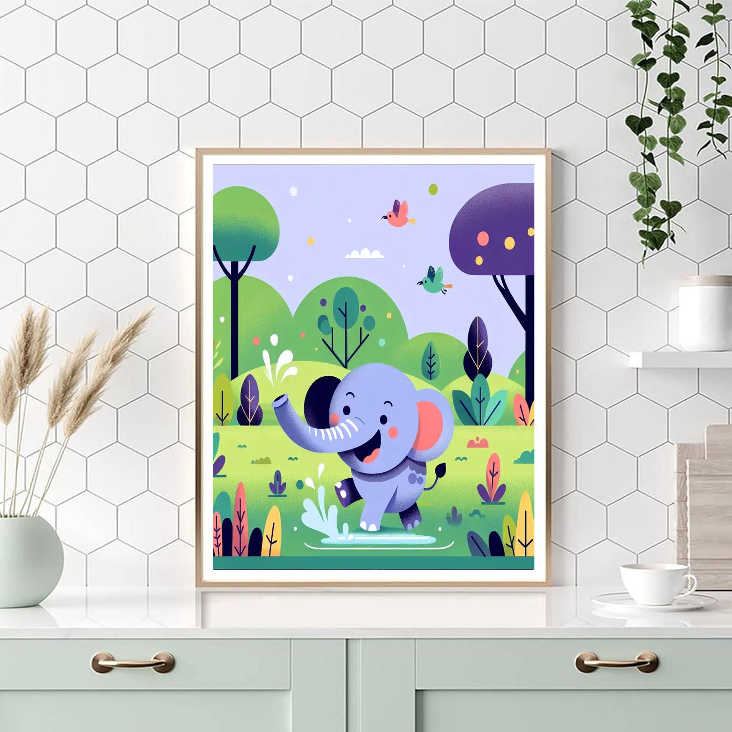 Excited Elephant DIY Paint By Numbers