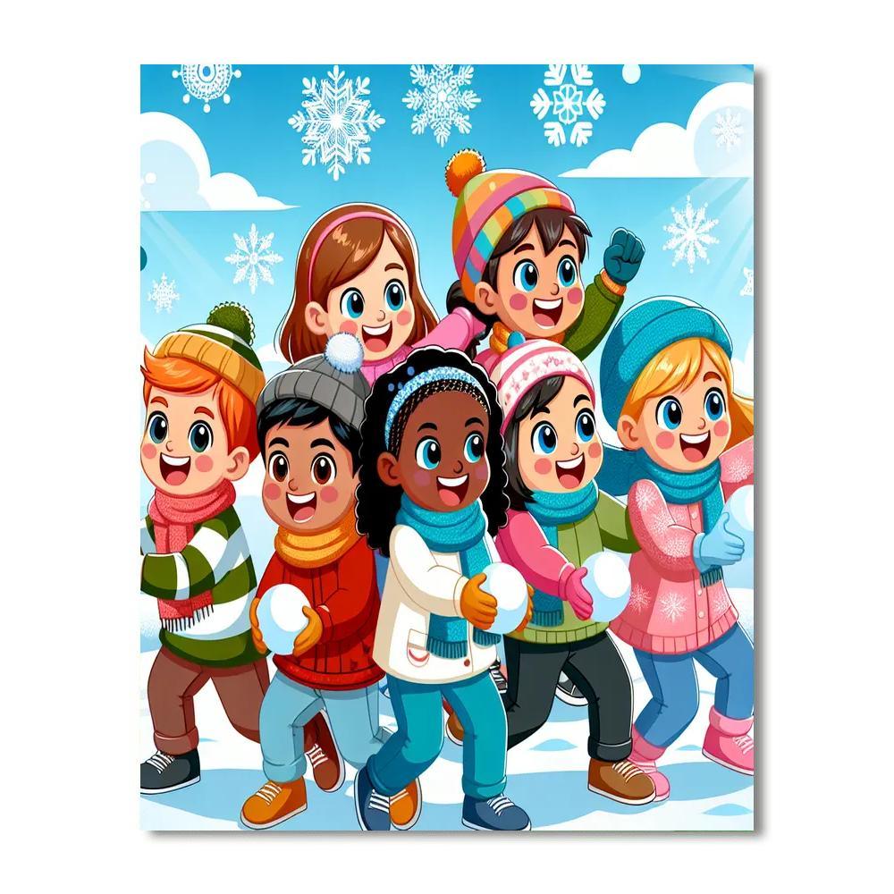Silly Snowball Fight Number Painting