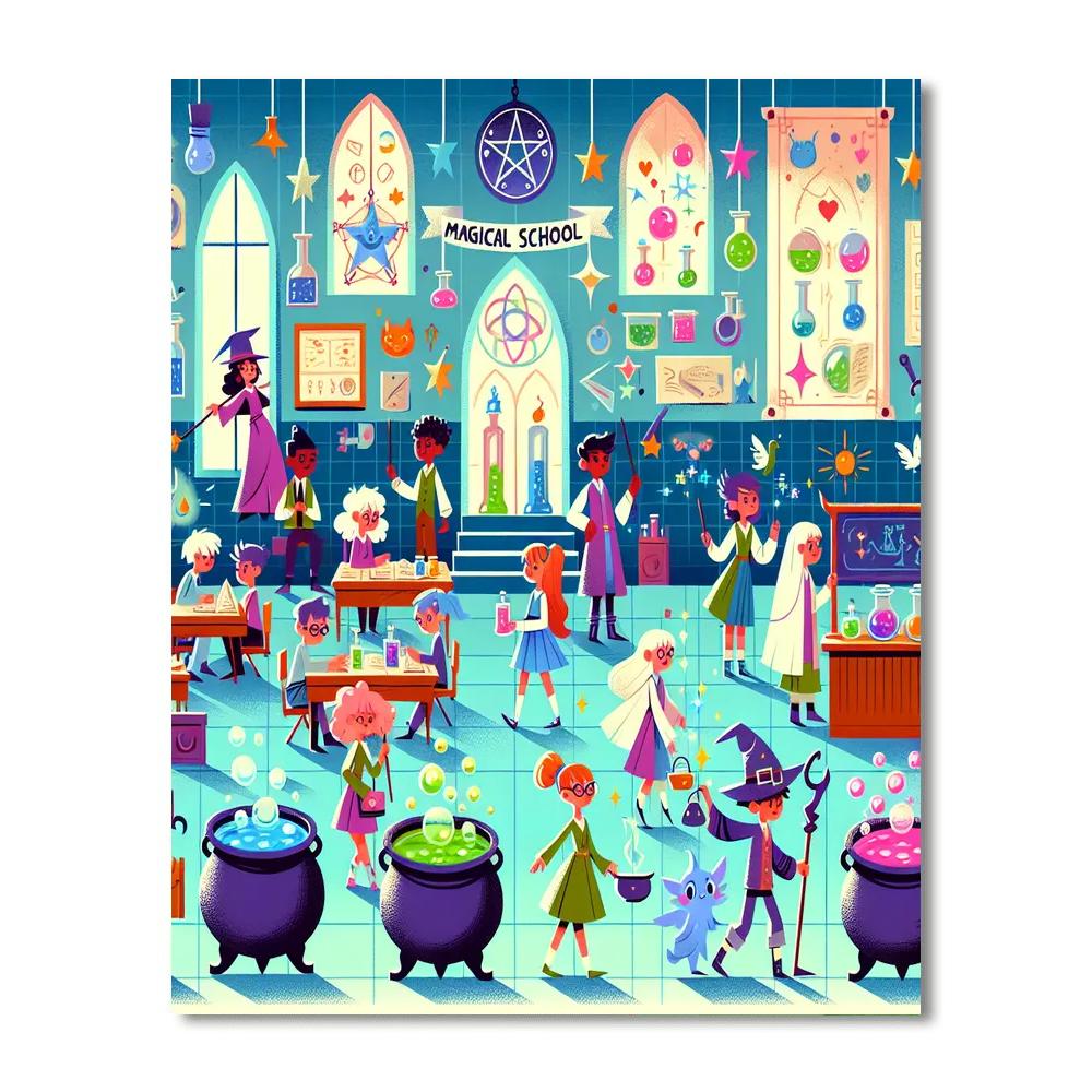 Magical Wizards' School Painting Number Kit
