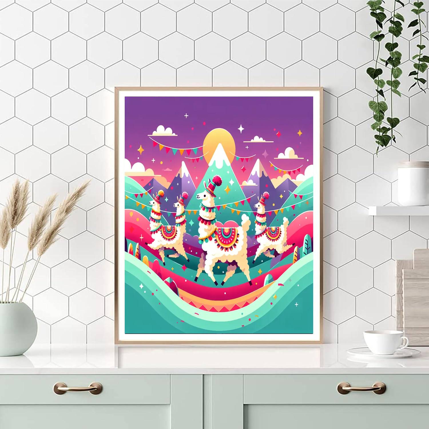 Lively Llama Parade Paint By Numbers