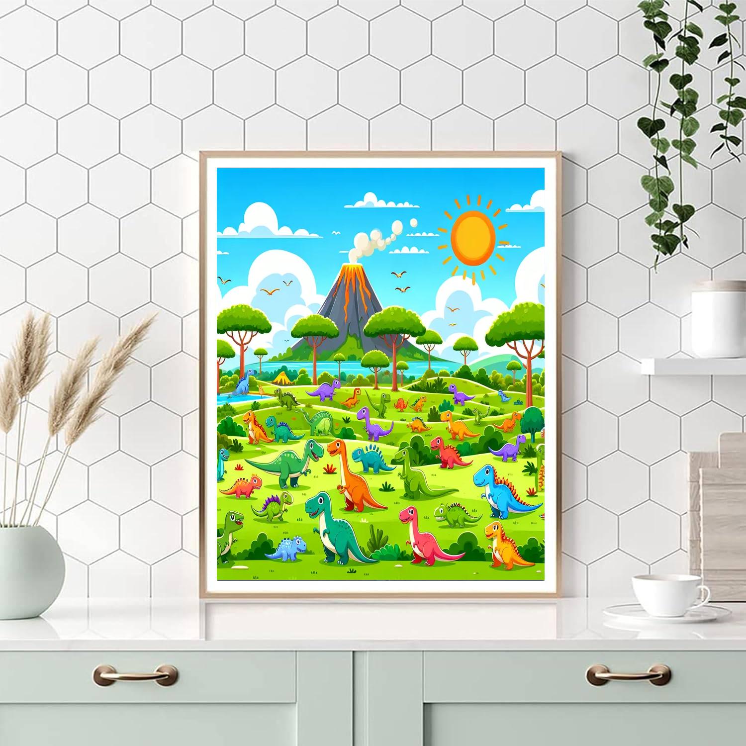 Funky Dino Park Number Painting