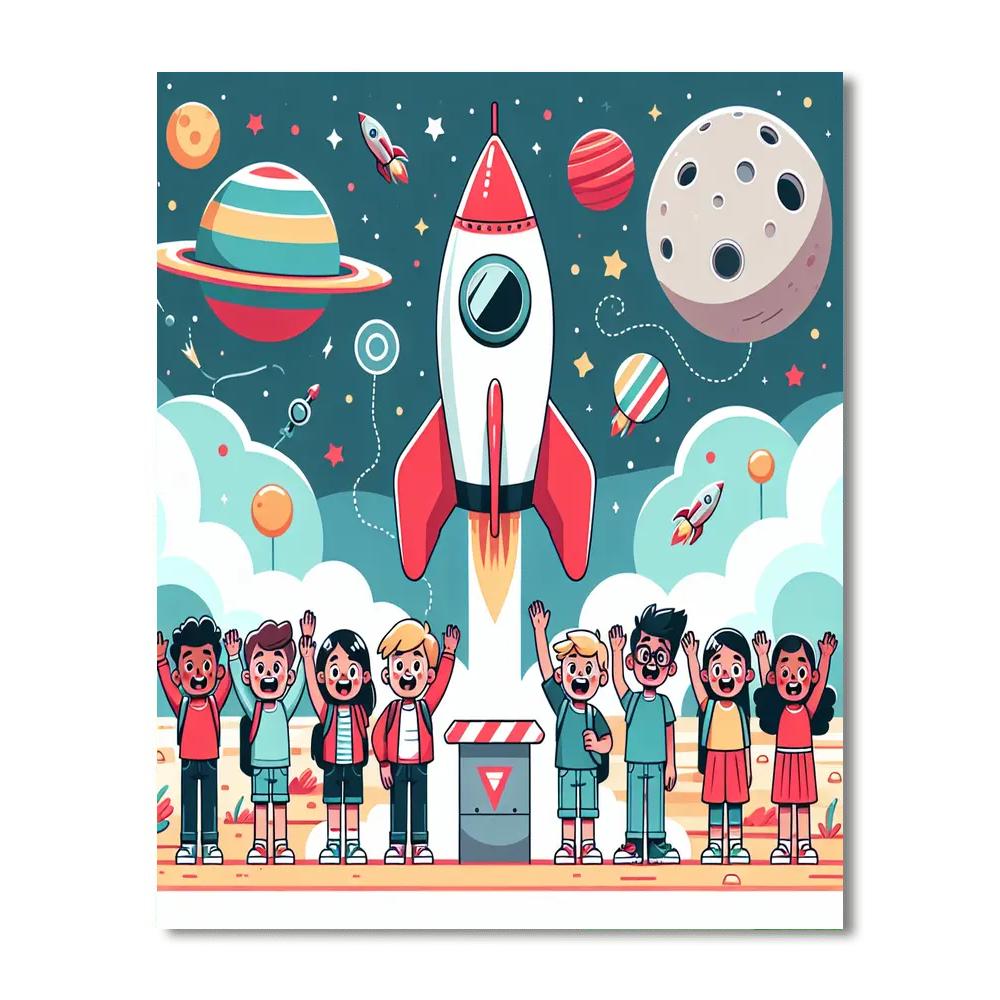Rocket Launch To Mars Paint By Numbers Art