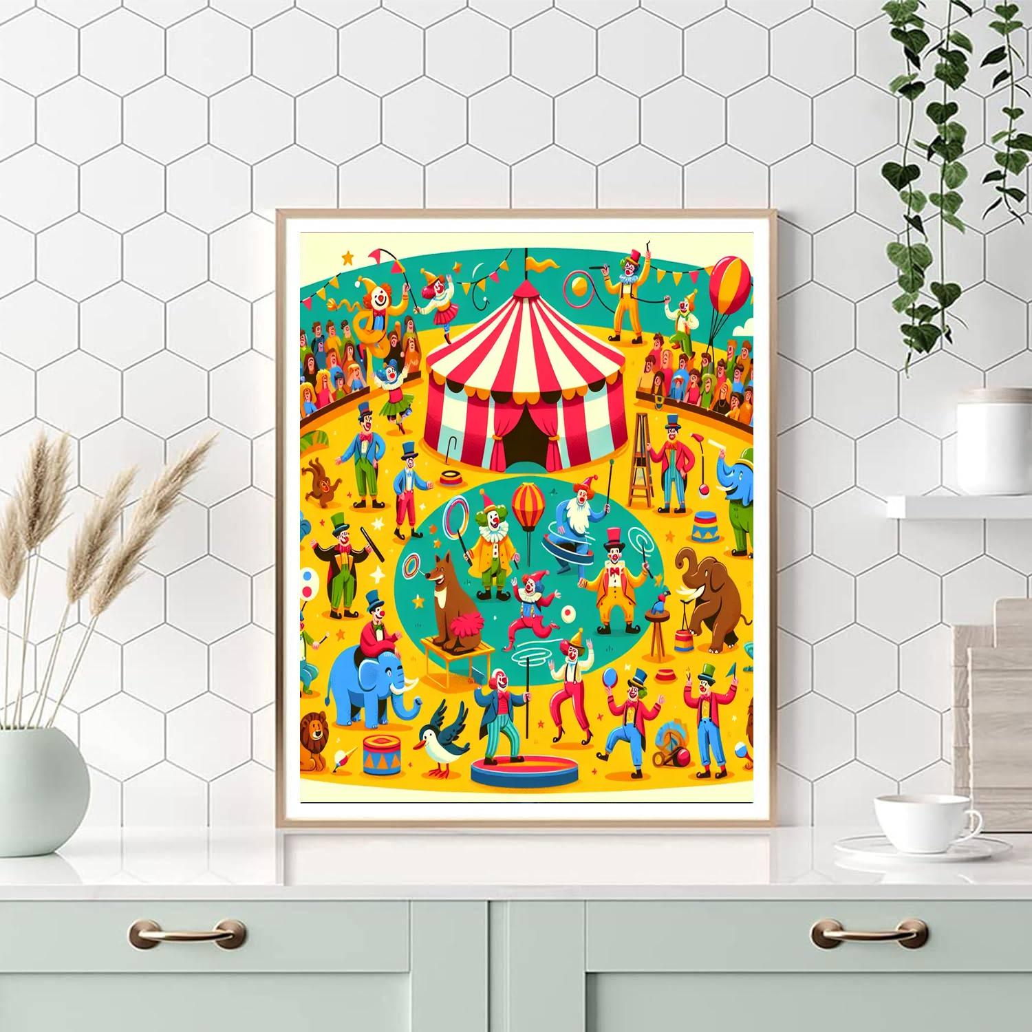 Festive Circus Celebration Number Painting