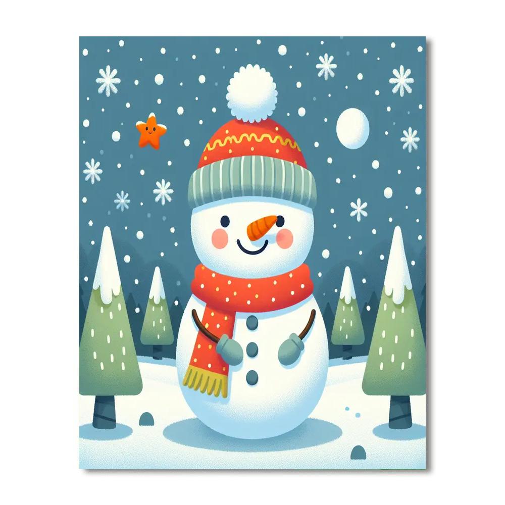 Cuddly Snowman Painting Number Kit