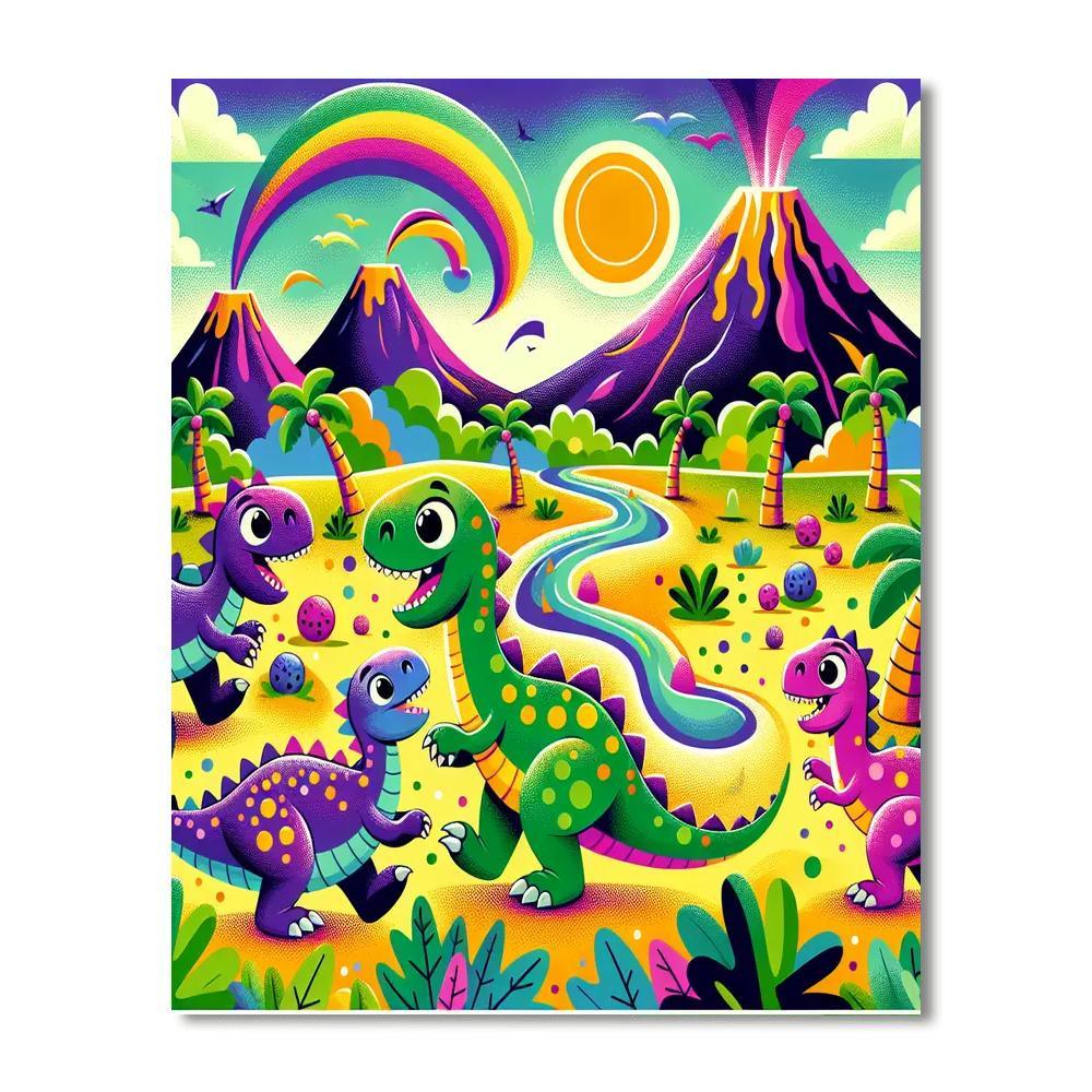 Dashing Dinosaurs Paint By Numbers Art