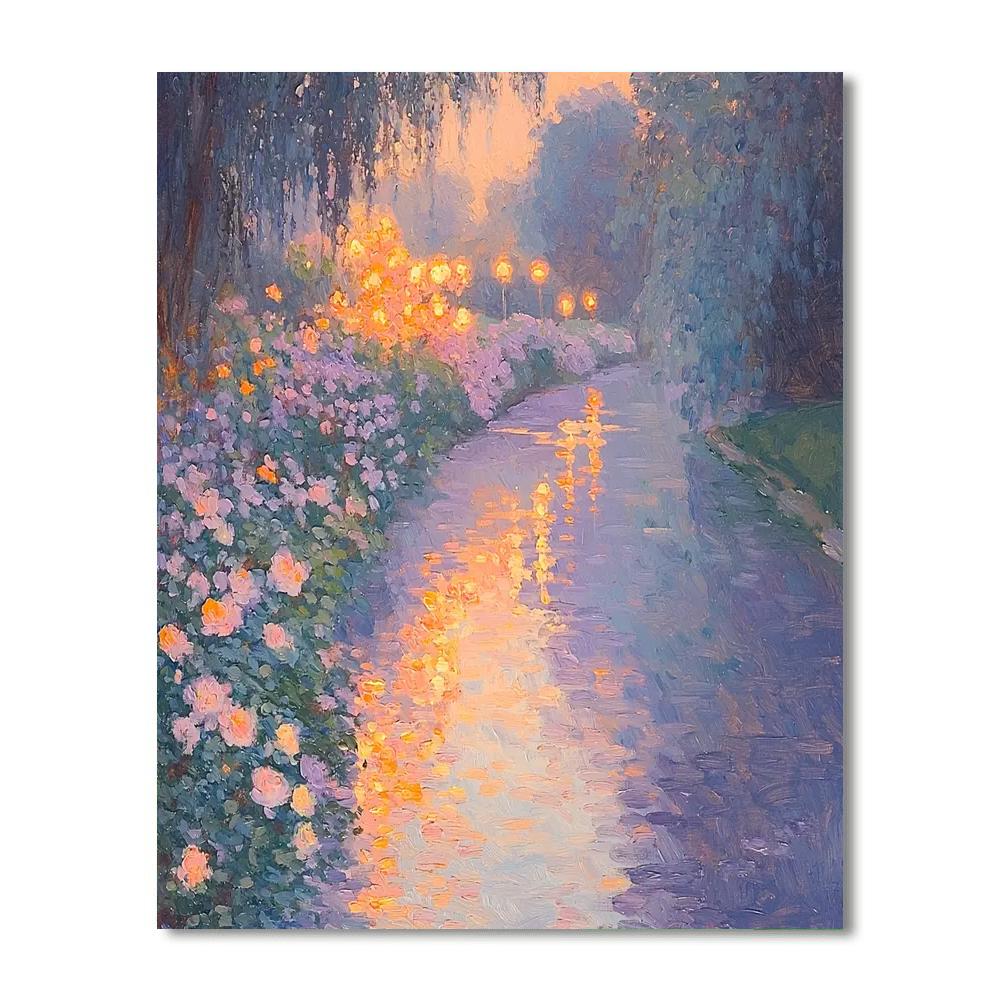 Turner Inspired Gorgeous Twilight Blossoms  Number Painting