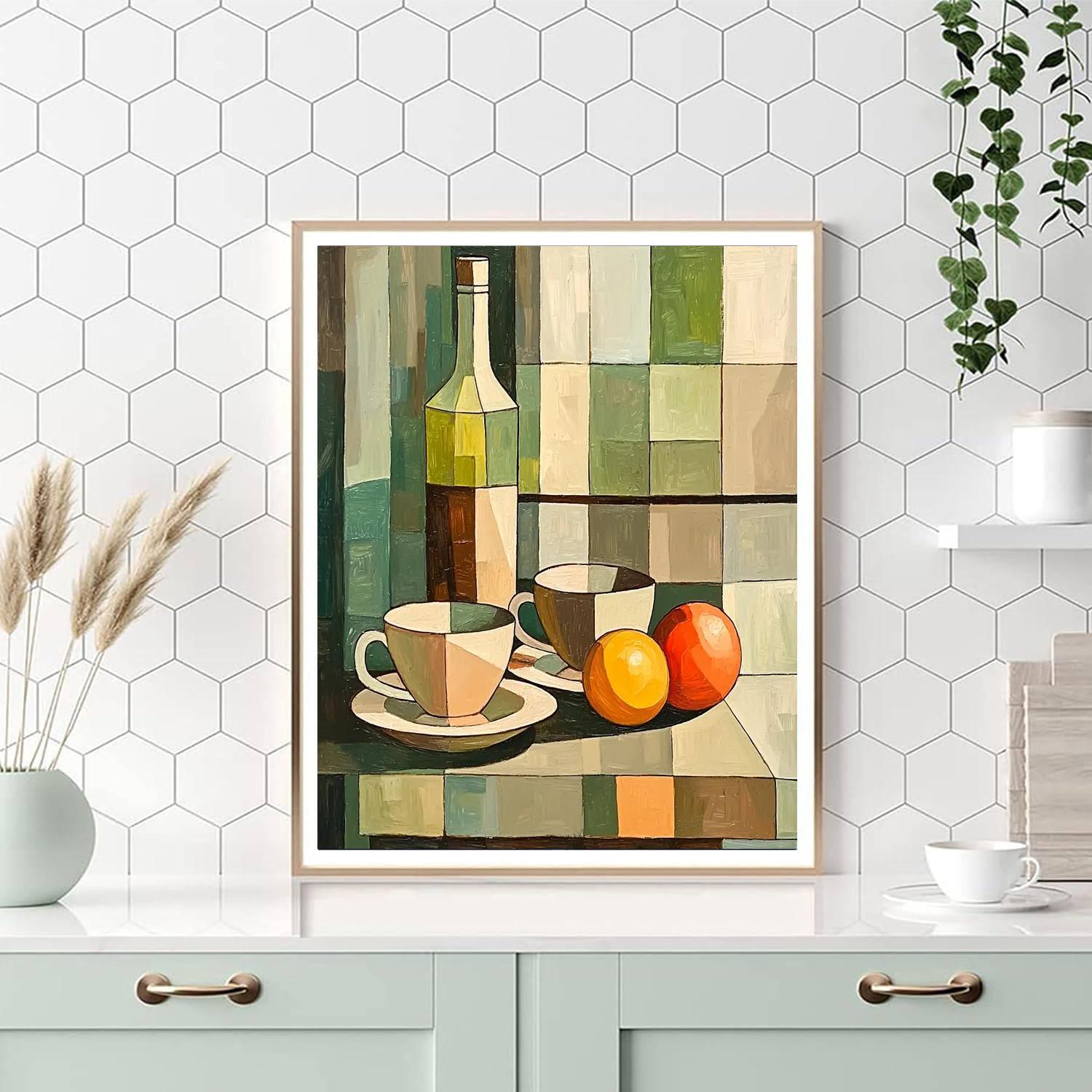 Juan Gris Inspired Cubist Café Still Life  DIY Paint By Numbers
