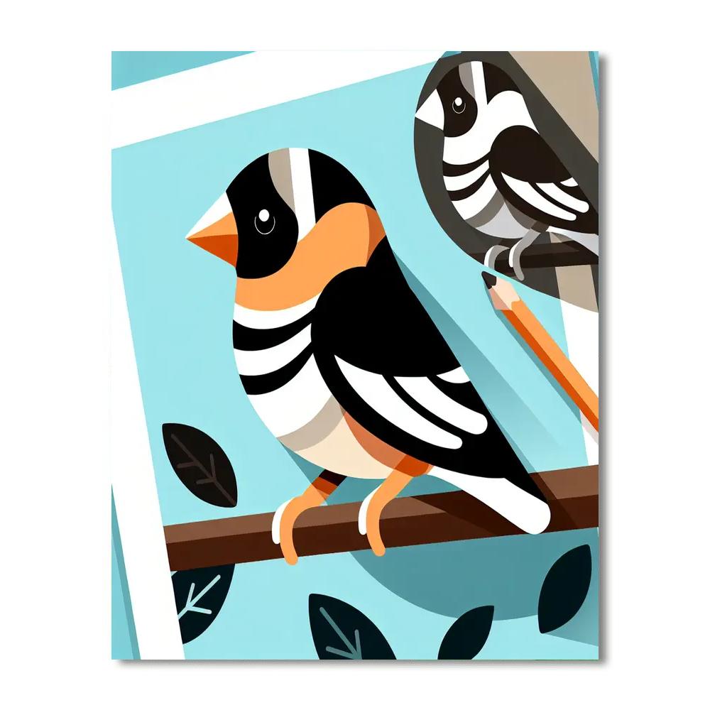 Zealous Zebra Finch Paint By Numbers Art
