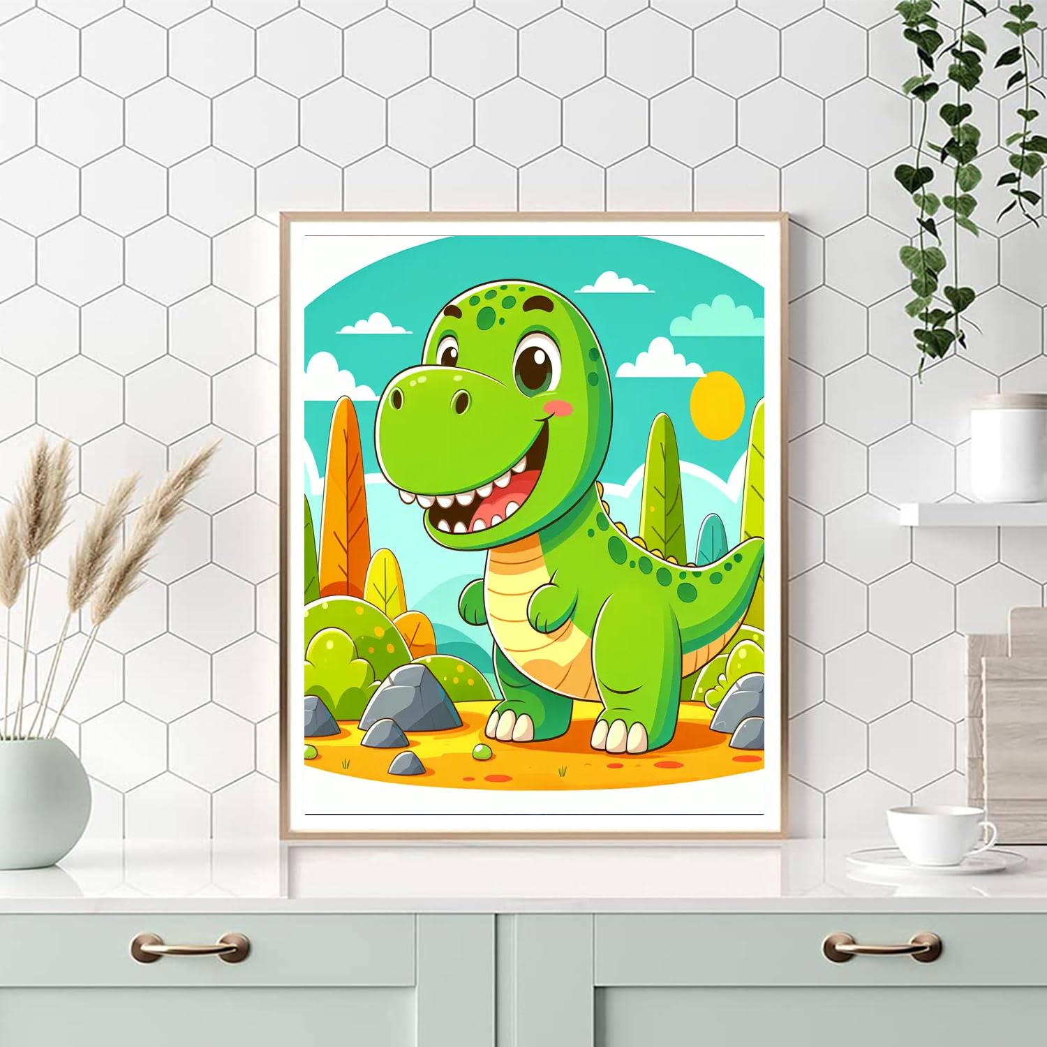 Gigglesome Dinosaur Paint By Numbers Art