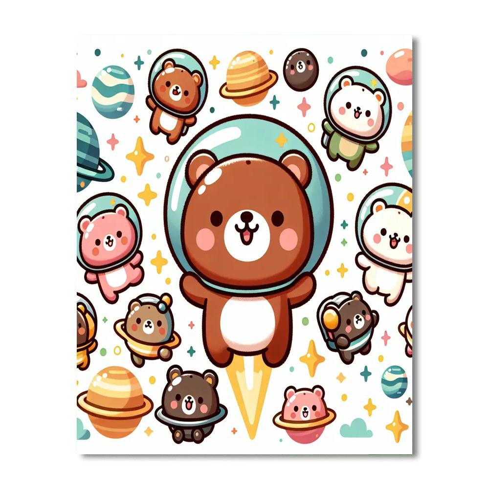 Curious Space Bears Painting By Numbers Kit
