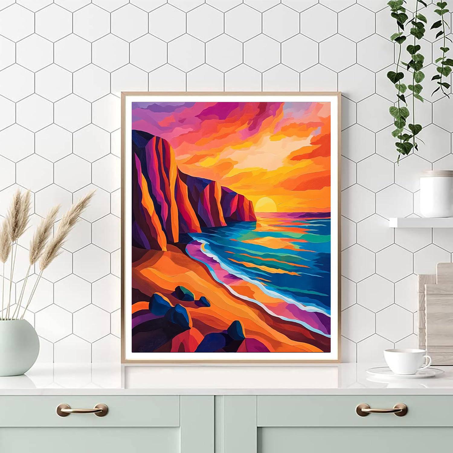 Paul Cézanne Inspired Geometric Sunset Bliss  Paint By Numbers Kits