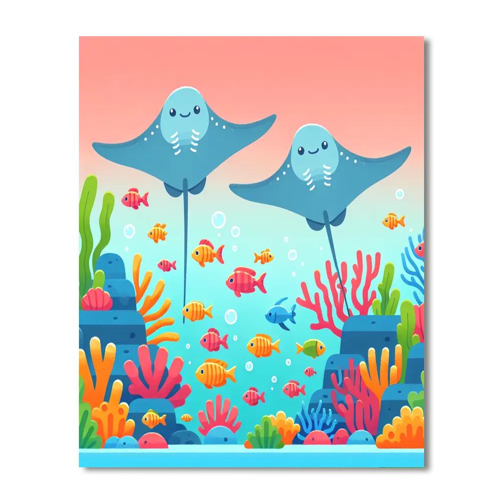 Rocky Reefs And Rays Paint By Color