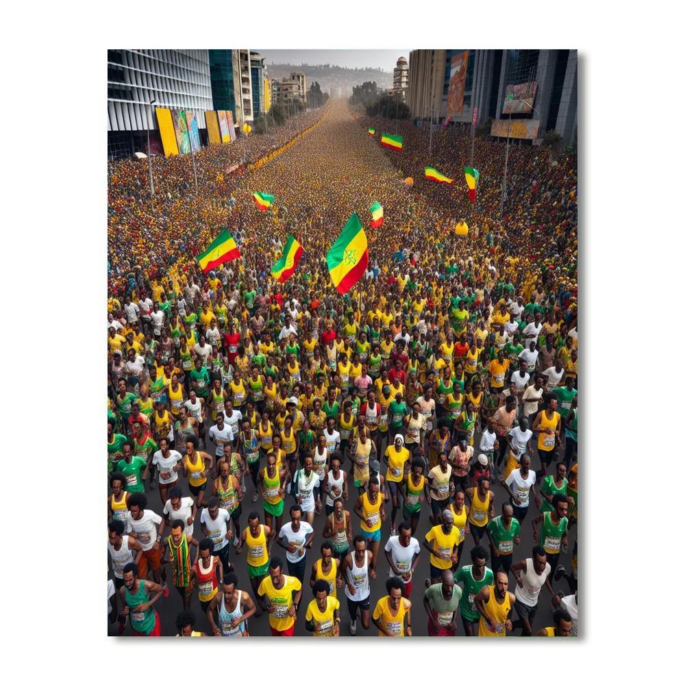 The Great Ethiopian Run - Ethiopia Painting By Numbers Kit