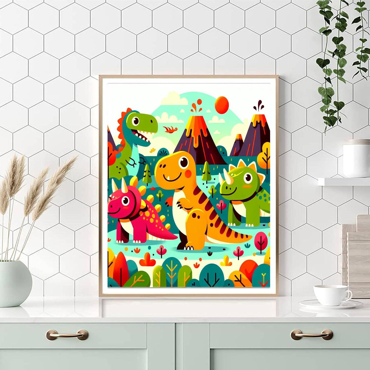 Cheerful Dinosaurs Numbered Painting Kits