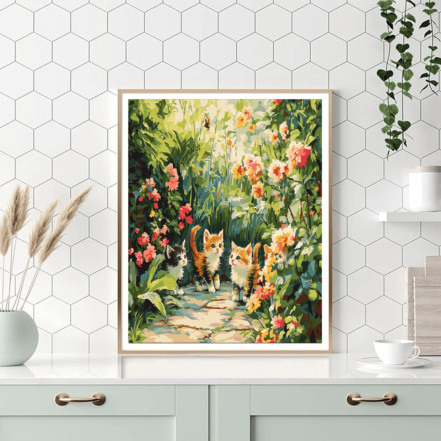 Beatrix Potter Inspired Charming Kittens  Paint By Numbers Art