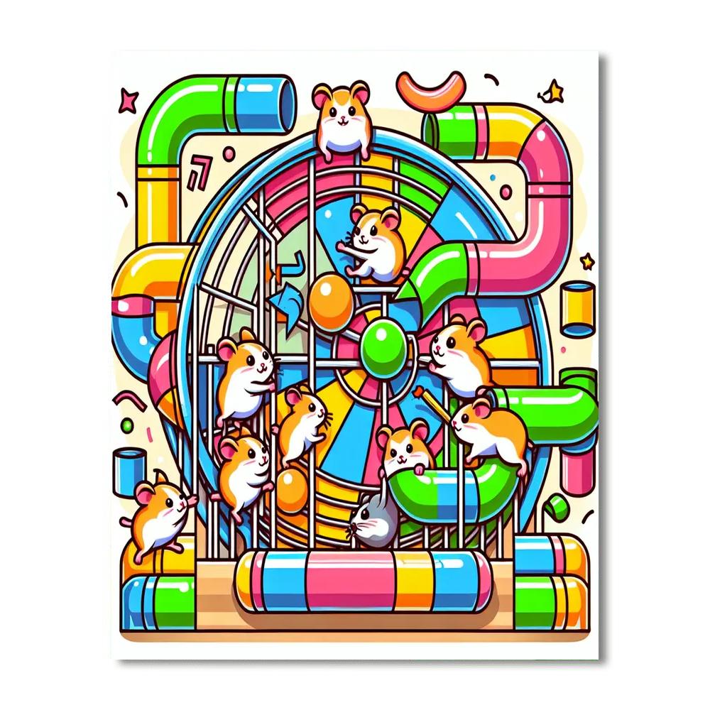 Hopping Hamster Haven Painting Number Kit