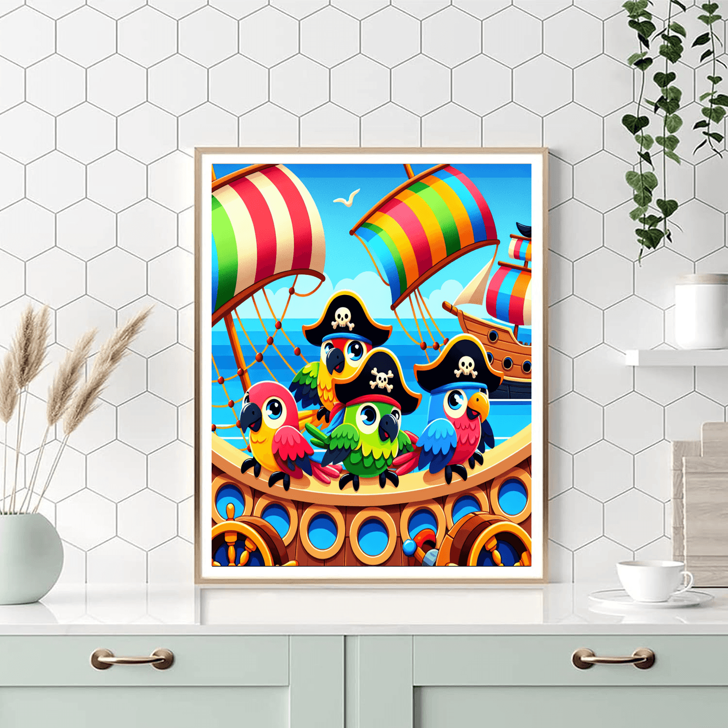 Pirate Parrot Party DIY Paint By Numbers