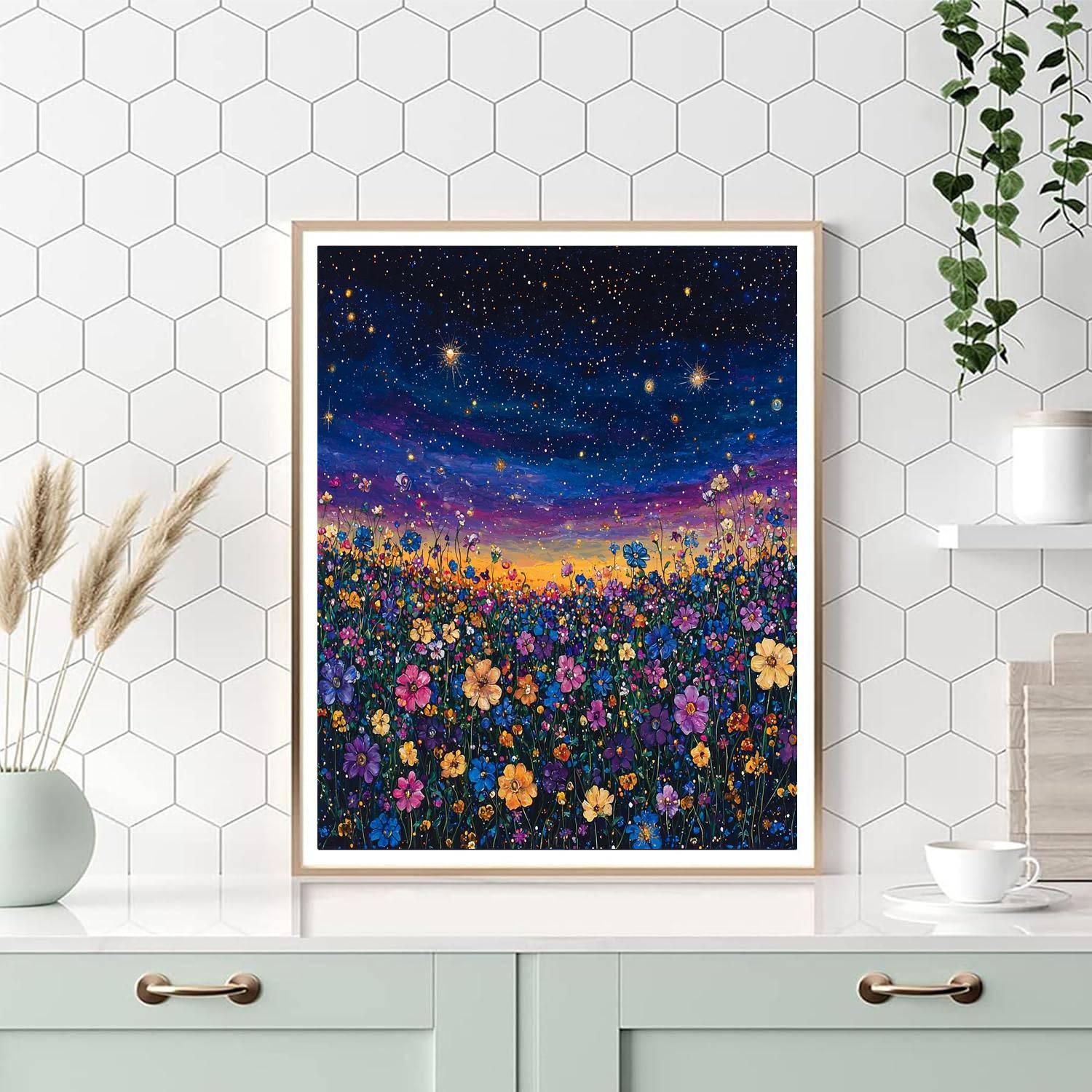Salvador Dali Inspired Celestial Flower Fields  Number Painting