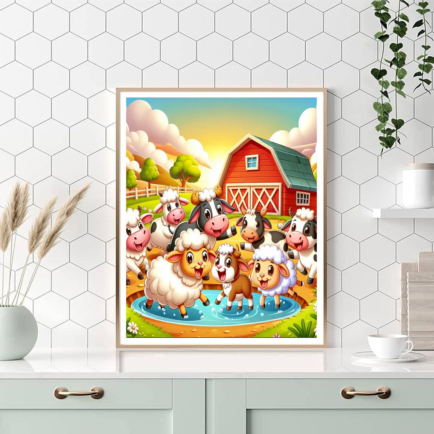 Fluffy Friends At The Farm Paint By Numbers Art