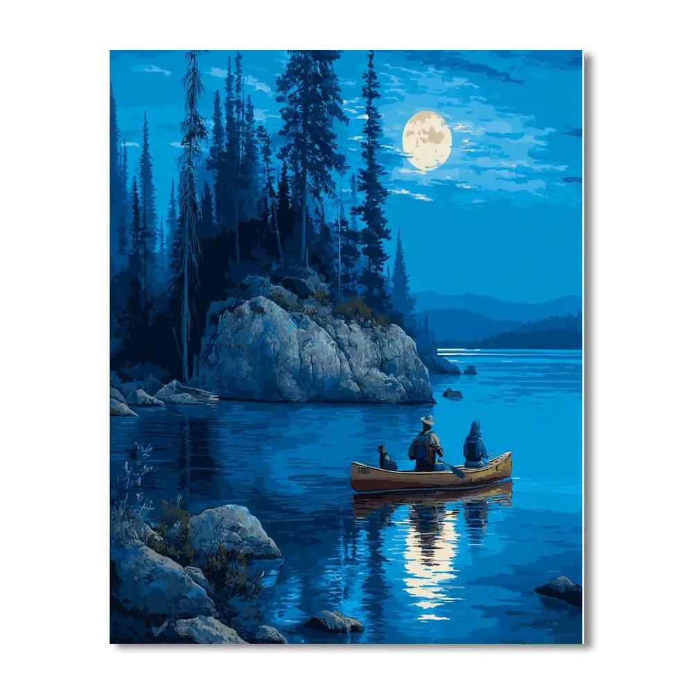 Moonlit Paddle Number Painting