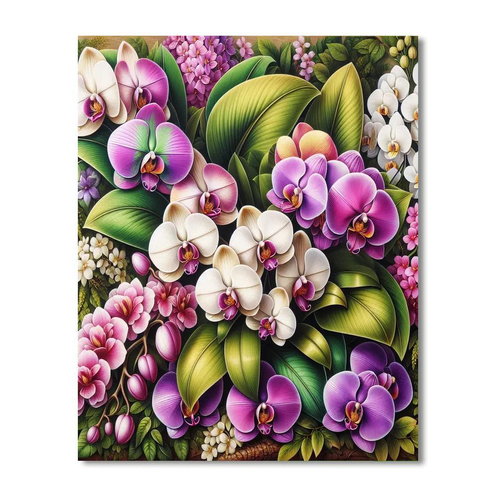 Blooming Orchid Paradise Numbered Painting Kits