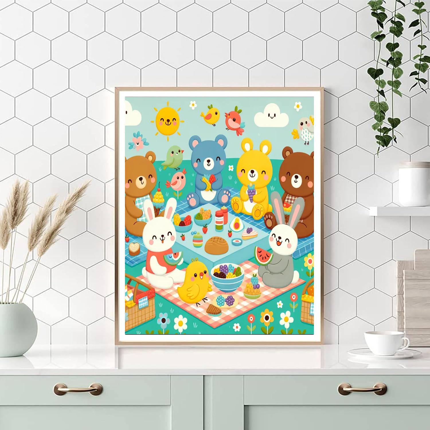 Whimsical Animal Picnic Paint By Numbers Kits
