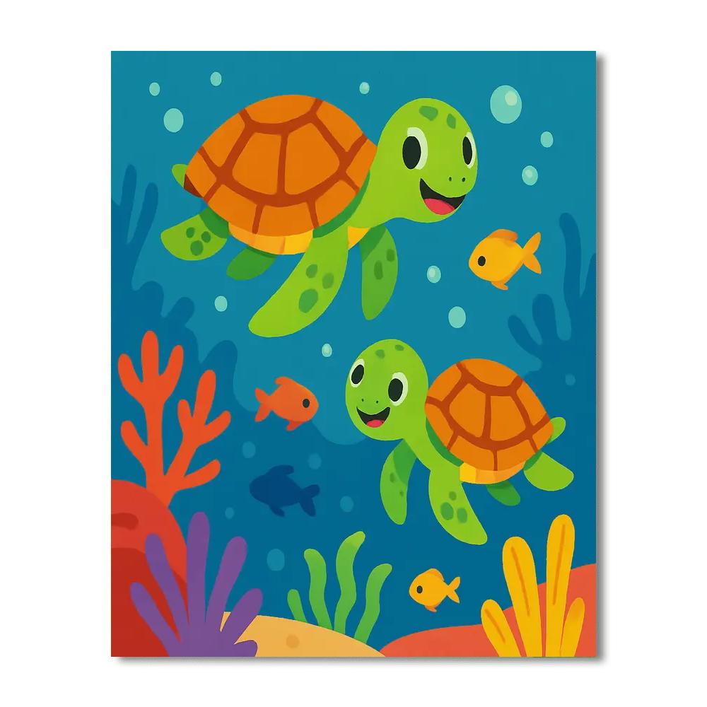 Joyful Sea Turtles Paint By Color