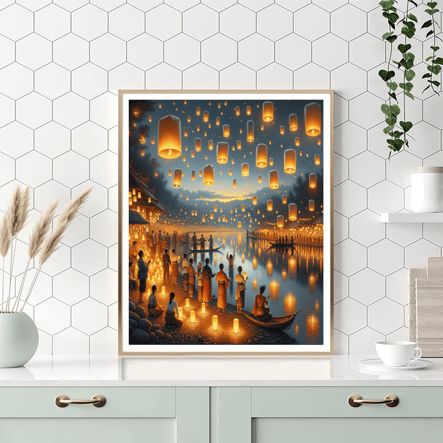 Floating Lantern Festival - Thailand DIY Paint By Numbers