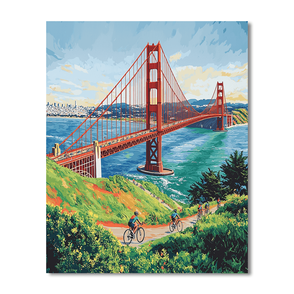 Biking The Golden Gate Bridge Paint By Numbers
