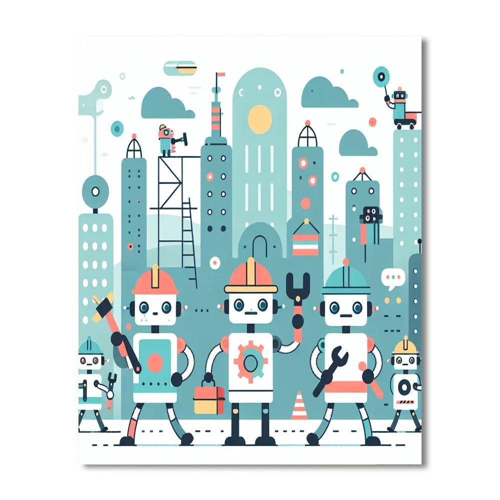 Quirky Robot Builders Numbered Painting Kits