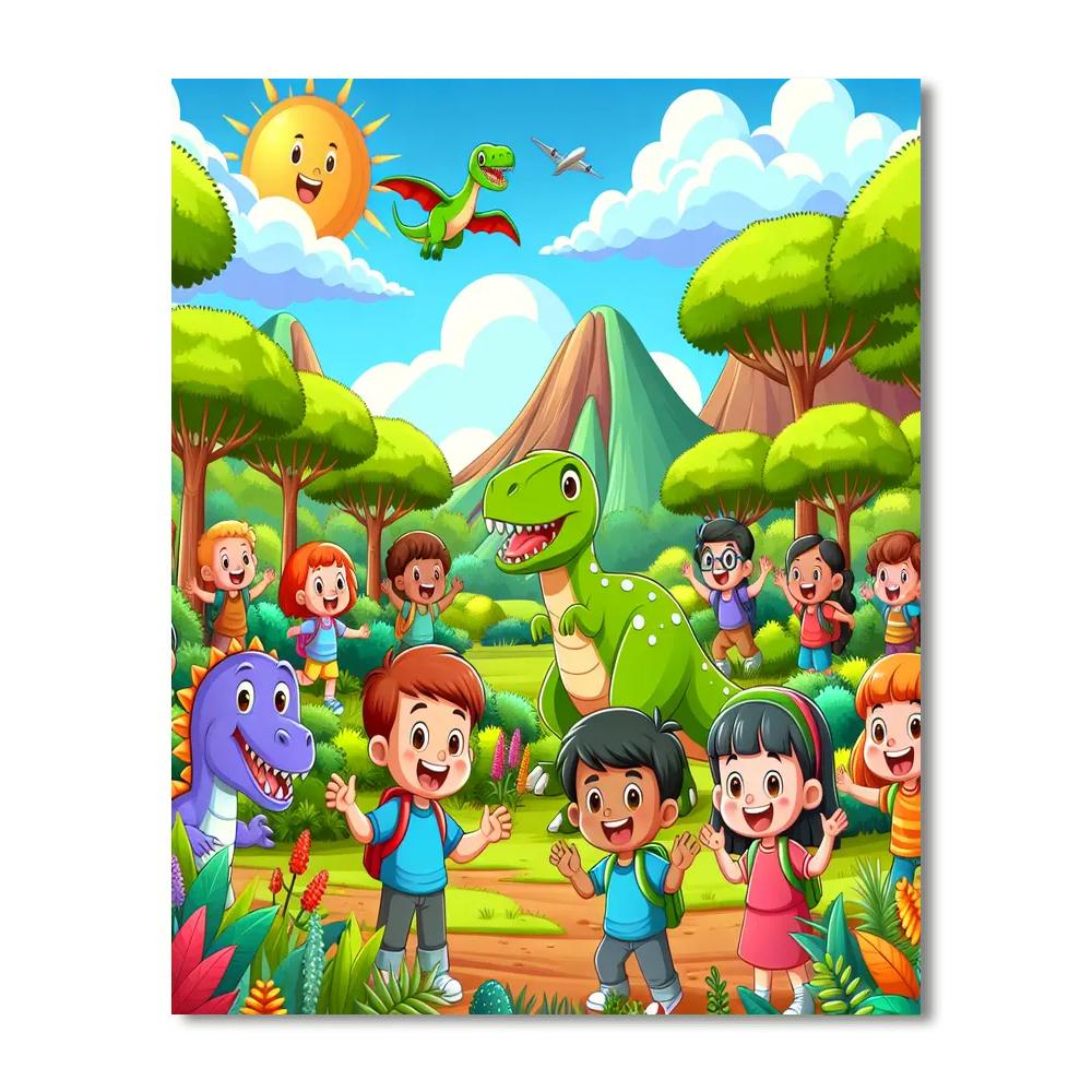 Dinosaur Expedition Day Painting Number Kit