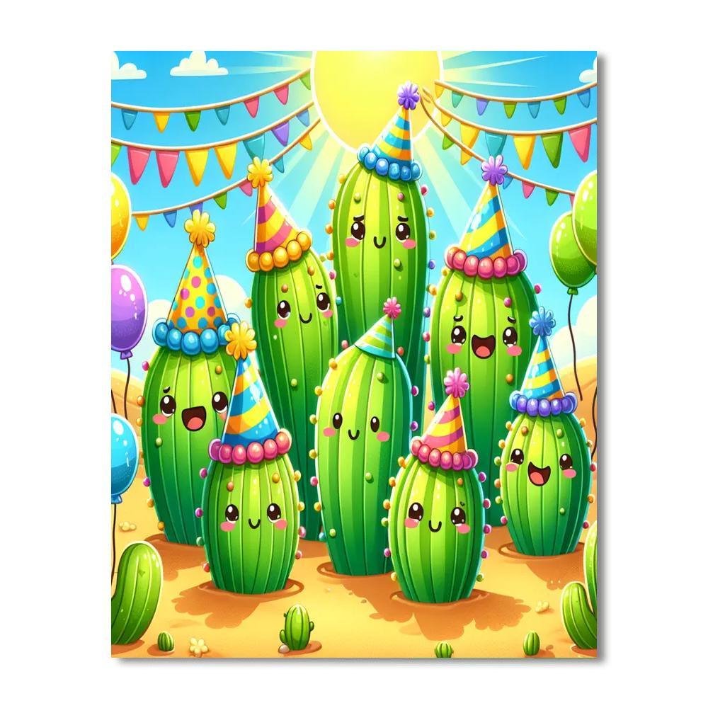 Cheerful Cactus Party Paint By Numbers Art