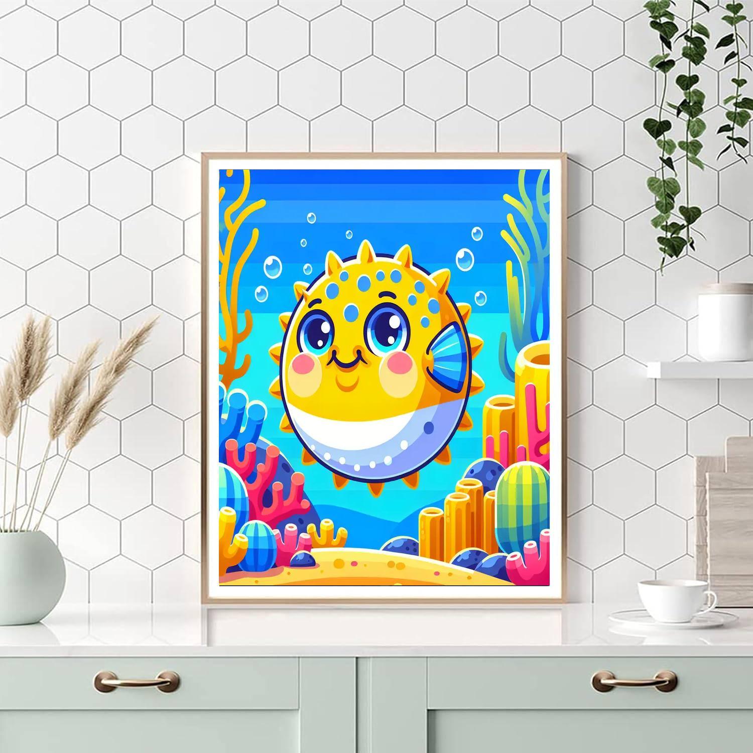 Bubbly Pufferfish DIY Paint By Numbers