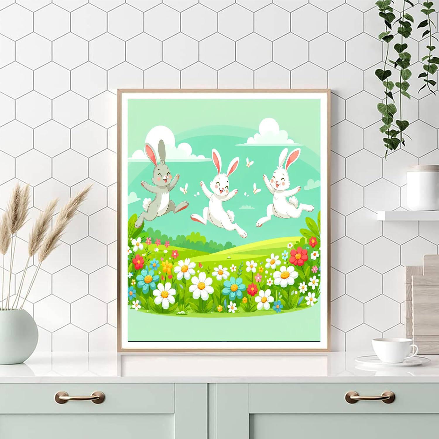 Hopping Hares Paint By Numbers Art