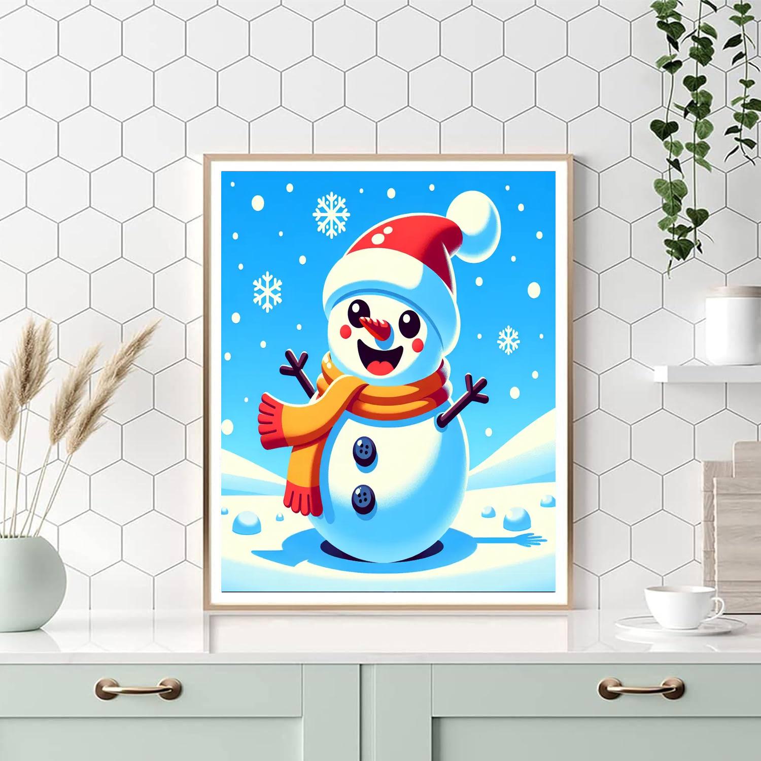 Sparkly Snowman Paint By Numbers Art