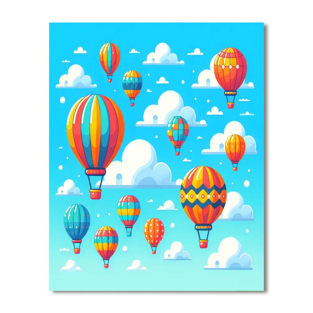 Floating Hot Air Balloons Number Painting