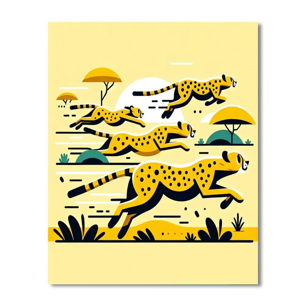 Cheerful Cheetah Chase Paint By Numbers Kits