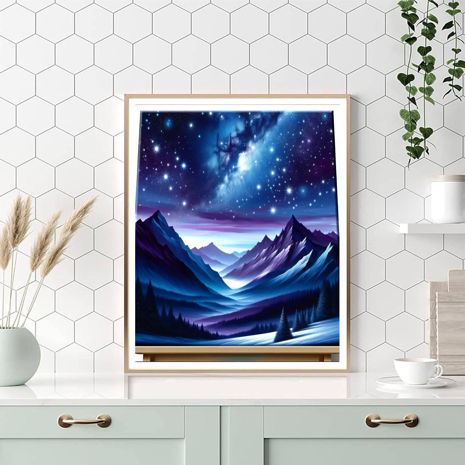 Starlit Sky Over The Mountains Paint By Color
