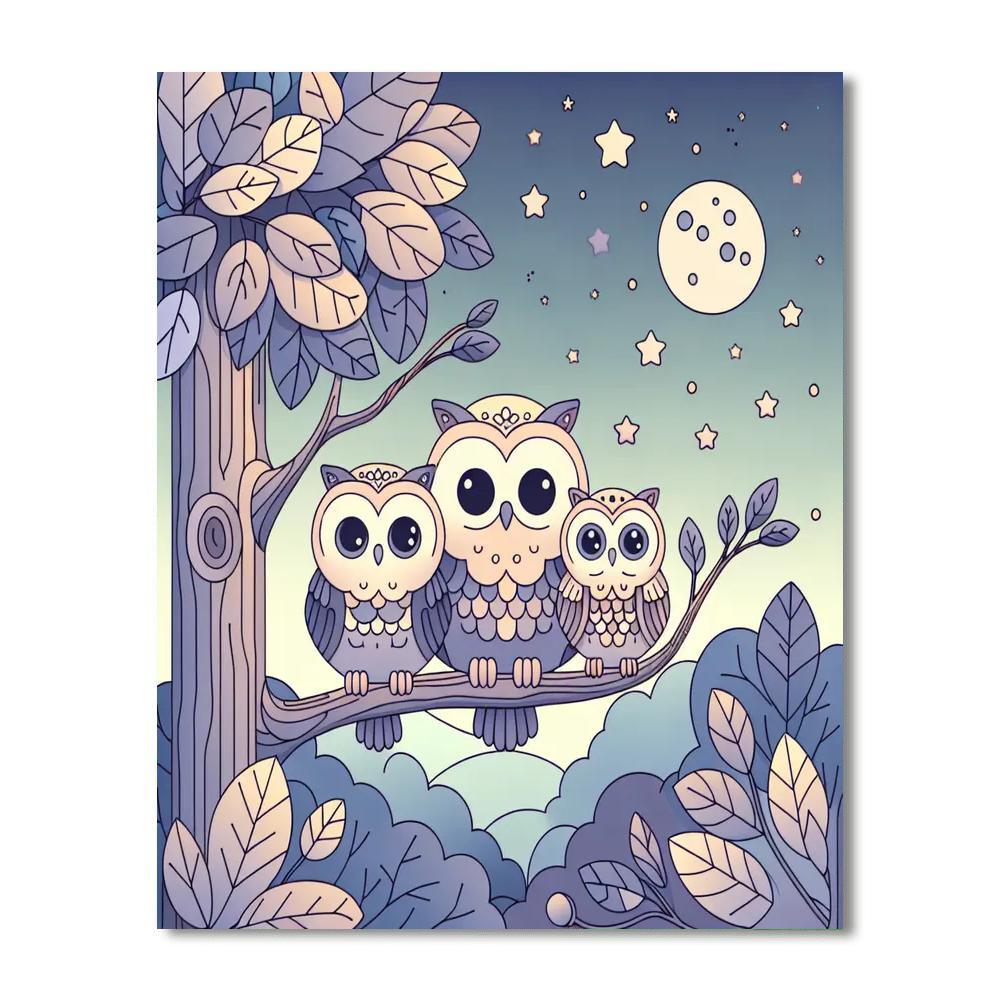 Charming Owl Family Paint By Numbers Kits