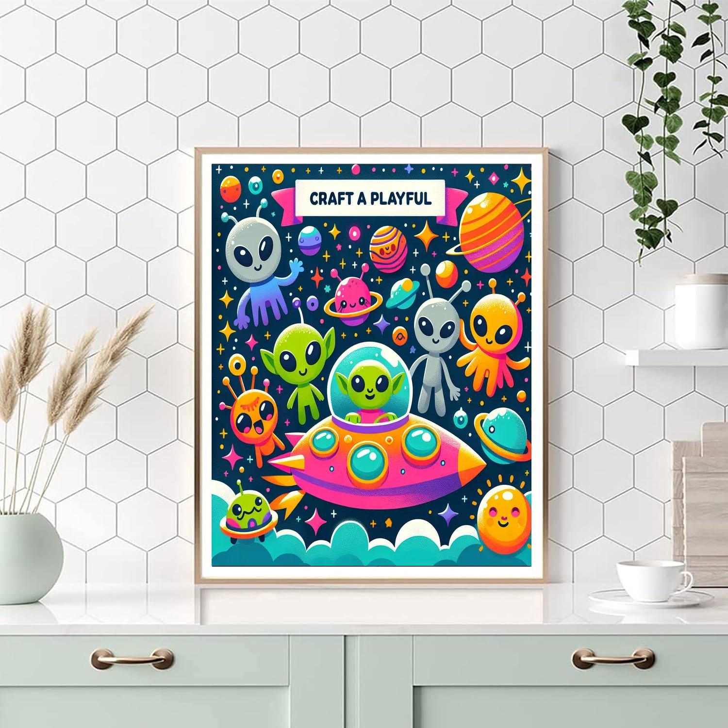 Galactic Alien Adventures Paint By Numbers Art