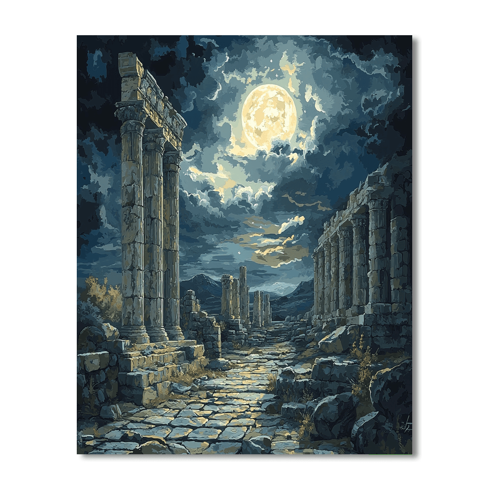 Neo-Gothic Style Inspired Neo-Gothic Moonlit Ruins  Paint By Numbers Kits
