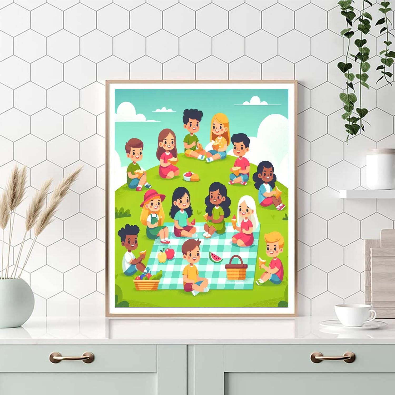 Sunny Hilltop Picnic Paint By Numbers Art